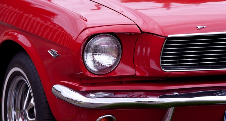 red vintage car