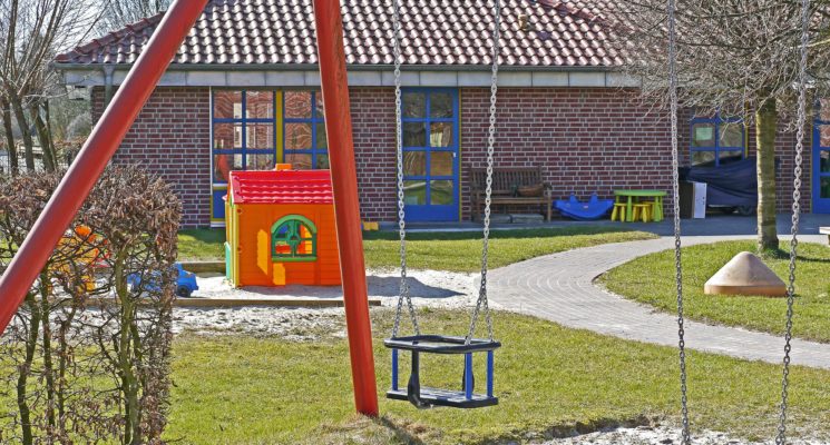 metal swings in a playground